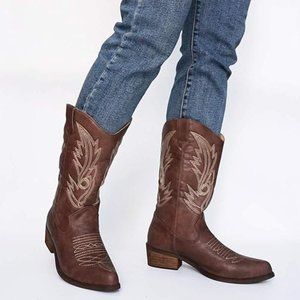 SheSole Women's Wide Calf Cowboy Boots Western Cowgirl Boots size 41= 9.5